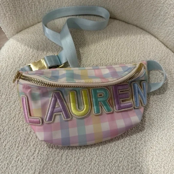 Stoney Clover Personalized Rainbow Gingham Fanny Pack - Picture 2 of 4